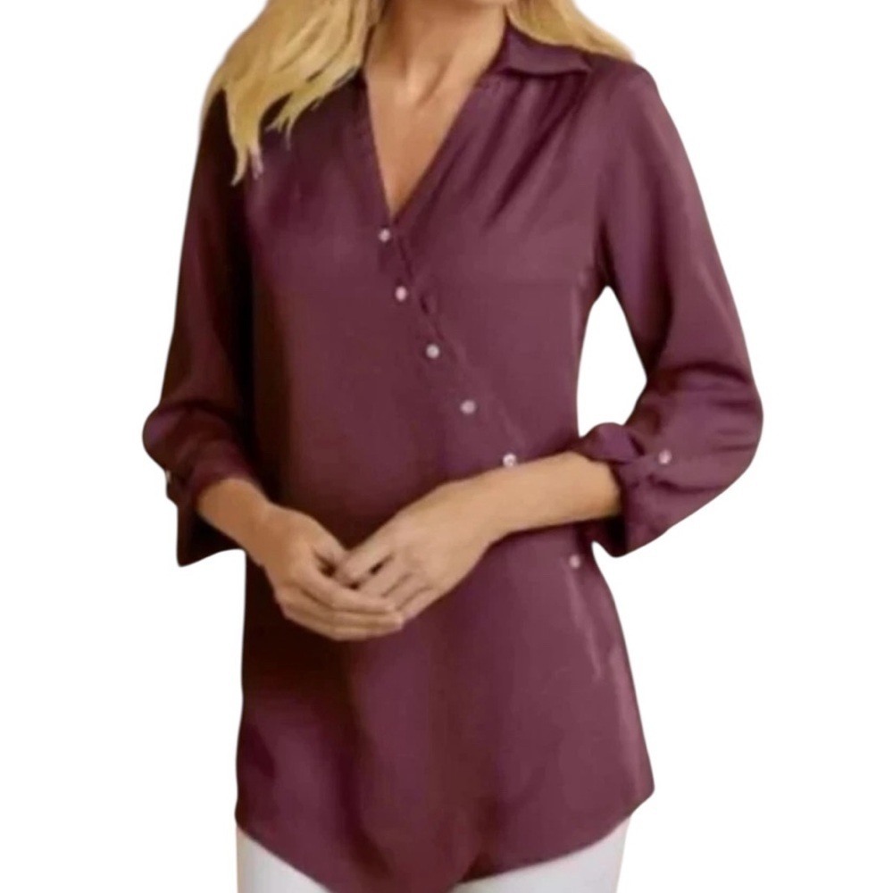Soft Surroundings Asymmetrical 3/4 Sleeve Blouse XS